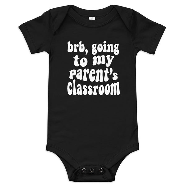 parent's class (white text) baby onesie
