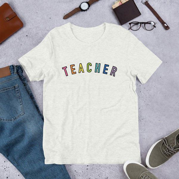 teacher rainbow tee