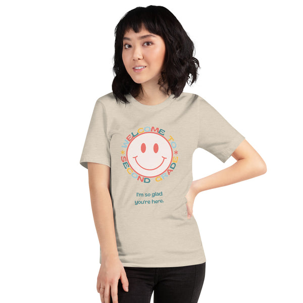 welcome to second grade smiley tee
