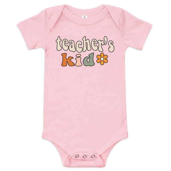 teacher's flower child baby onesie