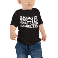 teacher's kid (white text) baby tee