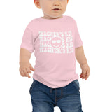 teacher's kid (white text) baby tee