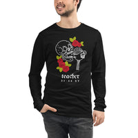 teacher caffeinated skeleton long sleeve tee