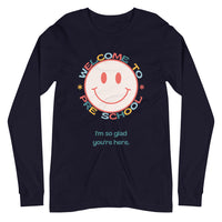 welcome to preschool smiley long sleeve tee