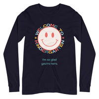 welcome to kindergarten smiley long sleeve tee