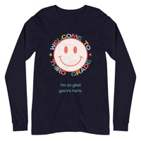 welcome to third grade smiley long sleeve tee