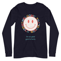 welcome to middle school smiley long sleeve tee