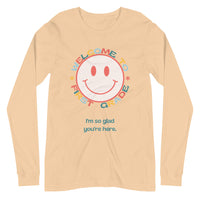 welcome to first grade smiley long sleeve tee