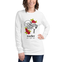 teacher caffeinated skeleton long sleeve tee