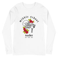 middle school caffeinated skeleton long sleeve tee