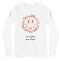 welcome to kindergarten smiley long sleeve tee