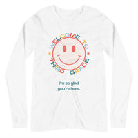 welcome to third grade smiley long sleeve tee