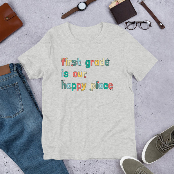 boho first grade is my happy place tee